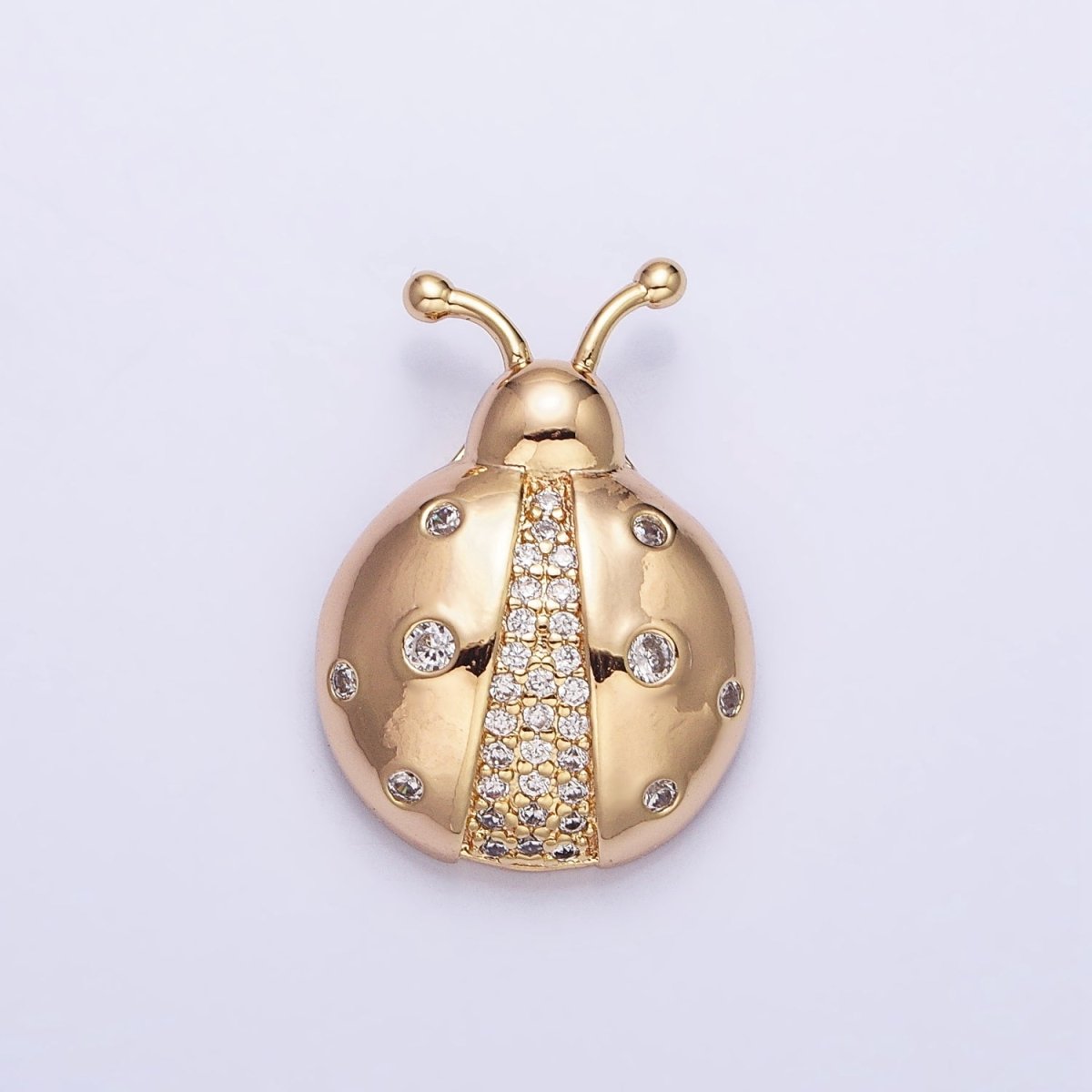 Dainty 3D 16K Gold Filled Lady Bug Pendant Micro Pave Silver Insect Charm AA315 AA316 - DLUXCA