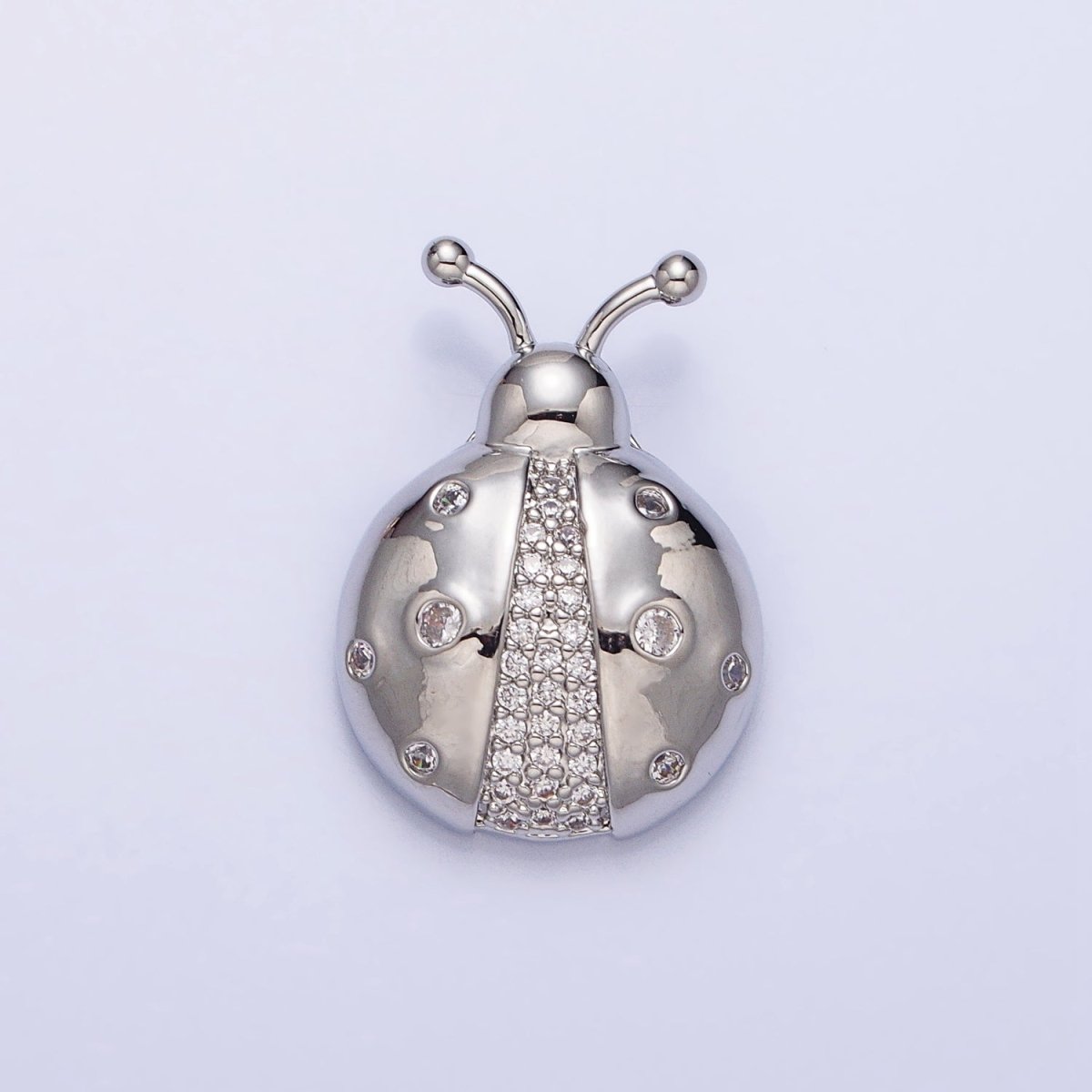 Dainty 3D 16K Gold Filled Lady Bug Pendant Micro Pave Silver Insect Charm AA315 AA316 - DLUXCA