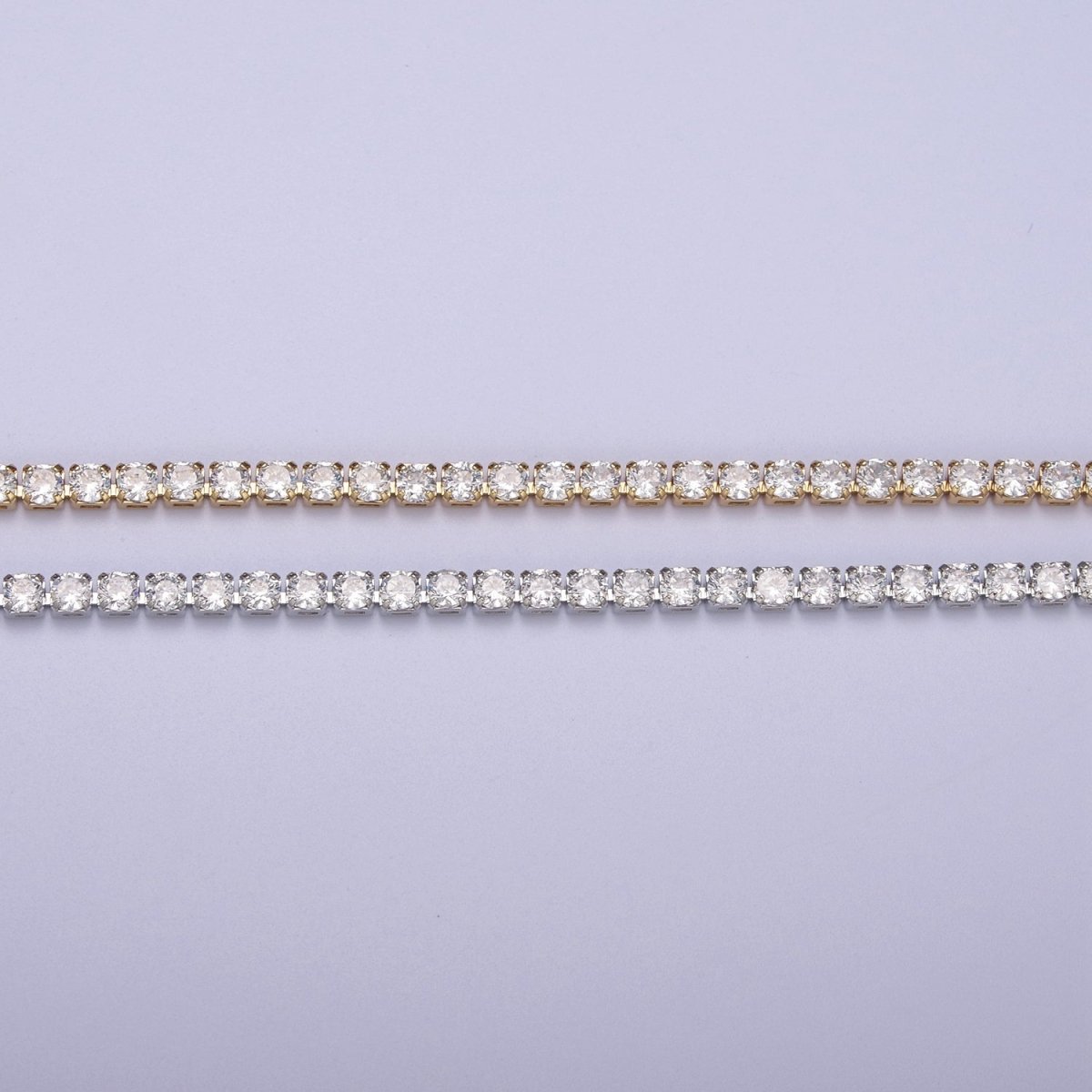 Dainty 3mm Tennis Chain with Crystal Cubic Zirconia CZ, Diamond Unfinished Chain For Necklace Bracelet Anklet Making, Jewelry Supply Component | ROLL-658, ROLL-659 Clearance Pricing - DLUXCA