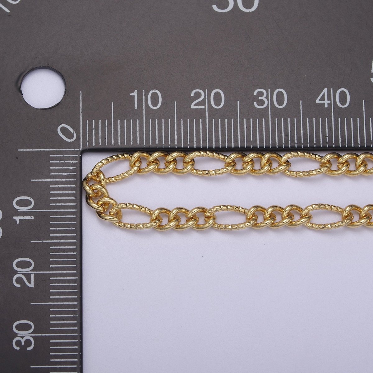 Dainty 4mm Unique Figaro Chain in Silver & Gold color, 24K Gold Filled Textured Figaro Chain Sold by Yard For Jewelry Making Supply Component | ROLL-629, ROLL-630 Clearance Pricing - DLUXCA