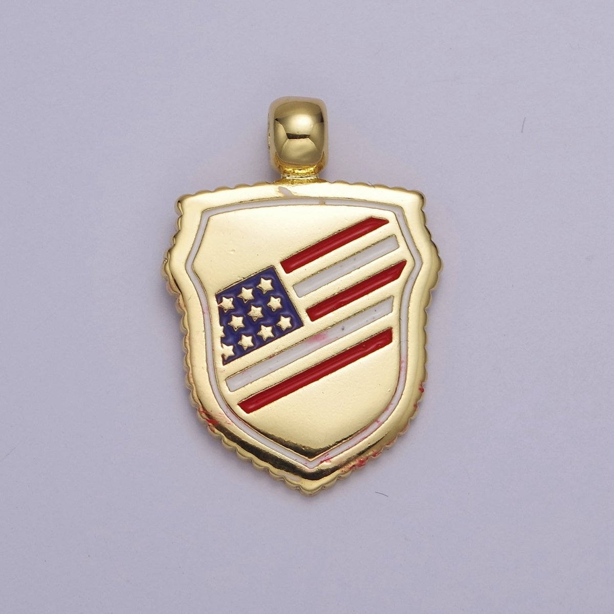 Dainty American Flag Shield Charms, 4th of July, USA Charm, Patriotic, 24.7X17.5mm J-317 - DLUXCA