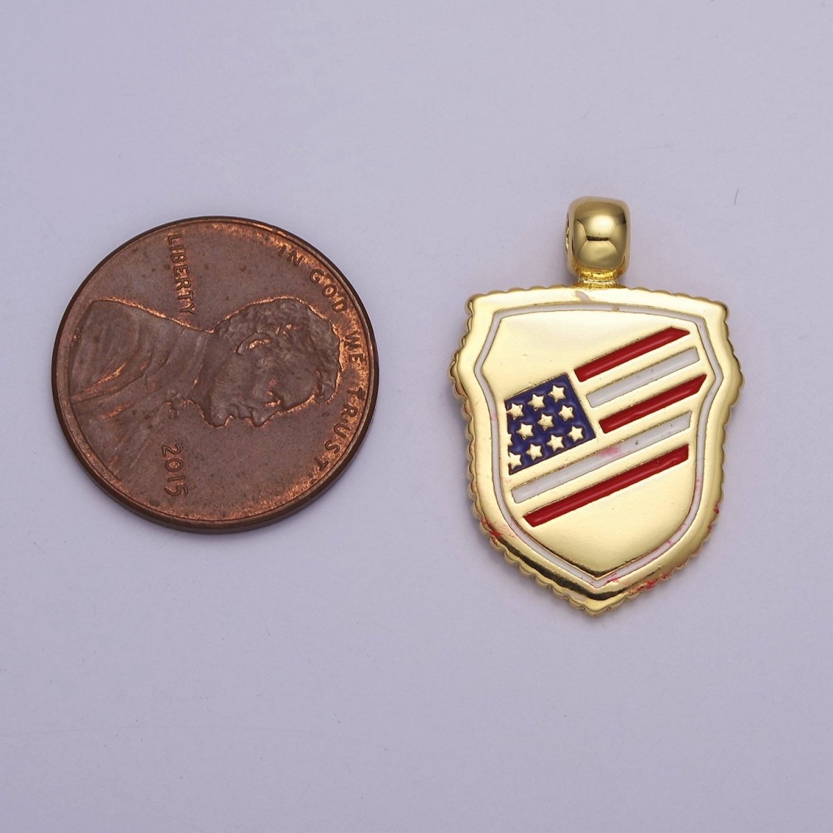 Dainty American Flag Shield Charms, 4th of July, USA Charm, Patriotic, 24.7X17.5mm J-317 - DLUXCA