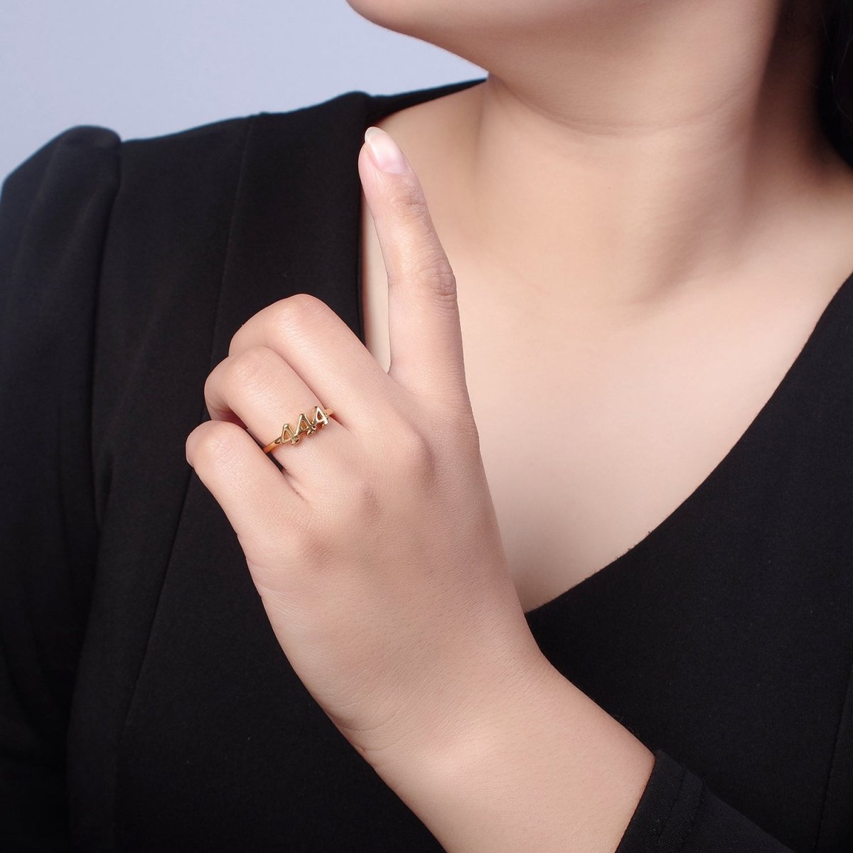 Dainty Angel Number Ring, Minimalist Gold Filled Ring Unisex Personalized Jewelry, Statement Rings O2056-O2064 - DLUXCA
