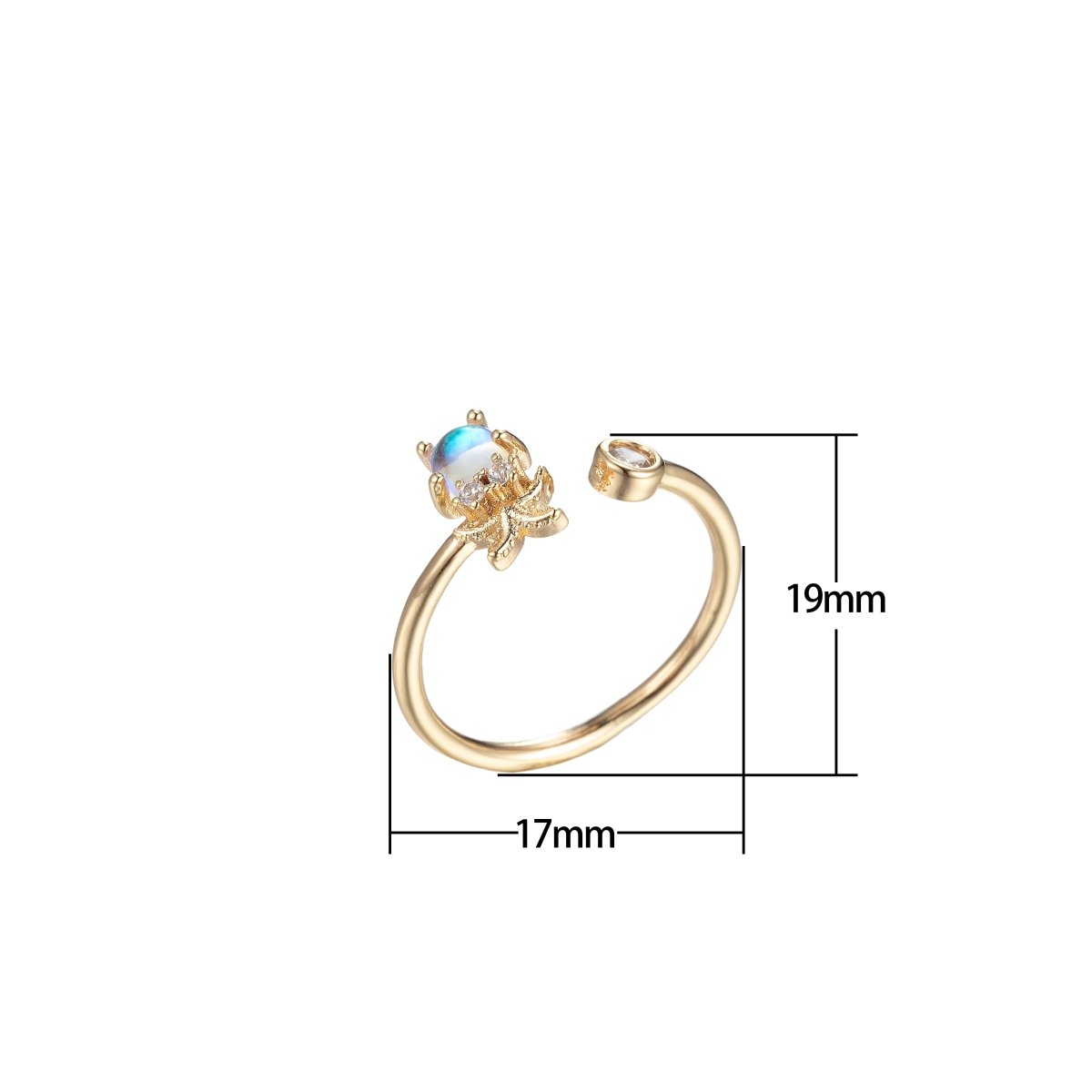 Dainty Baby Octopus Ring Open Adjustable Animal Ring Micro Pave Cz Stackable O-826 - DLUXCA