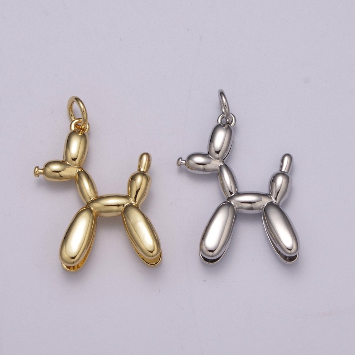 Dainty Balloon Dog Charm - 14K Gold Filled puppy pendant, fun whimsical 3D pet animal lover, poodle Pendant M-862 M-863 - DLUXCA