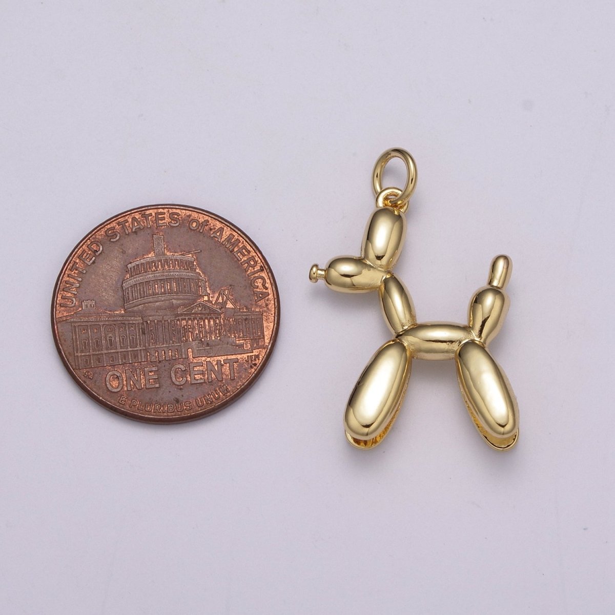 Dainty Balloon Dog Charm - 14K Gold Filled puppy pendant, fun whimsical 3D pet animal lover, poodle Pendant M-862 M-863 - DLUXCA