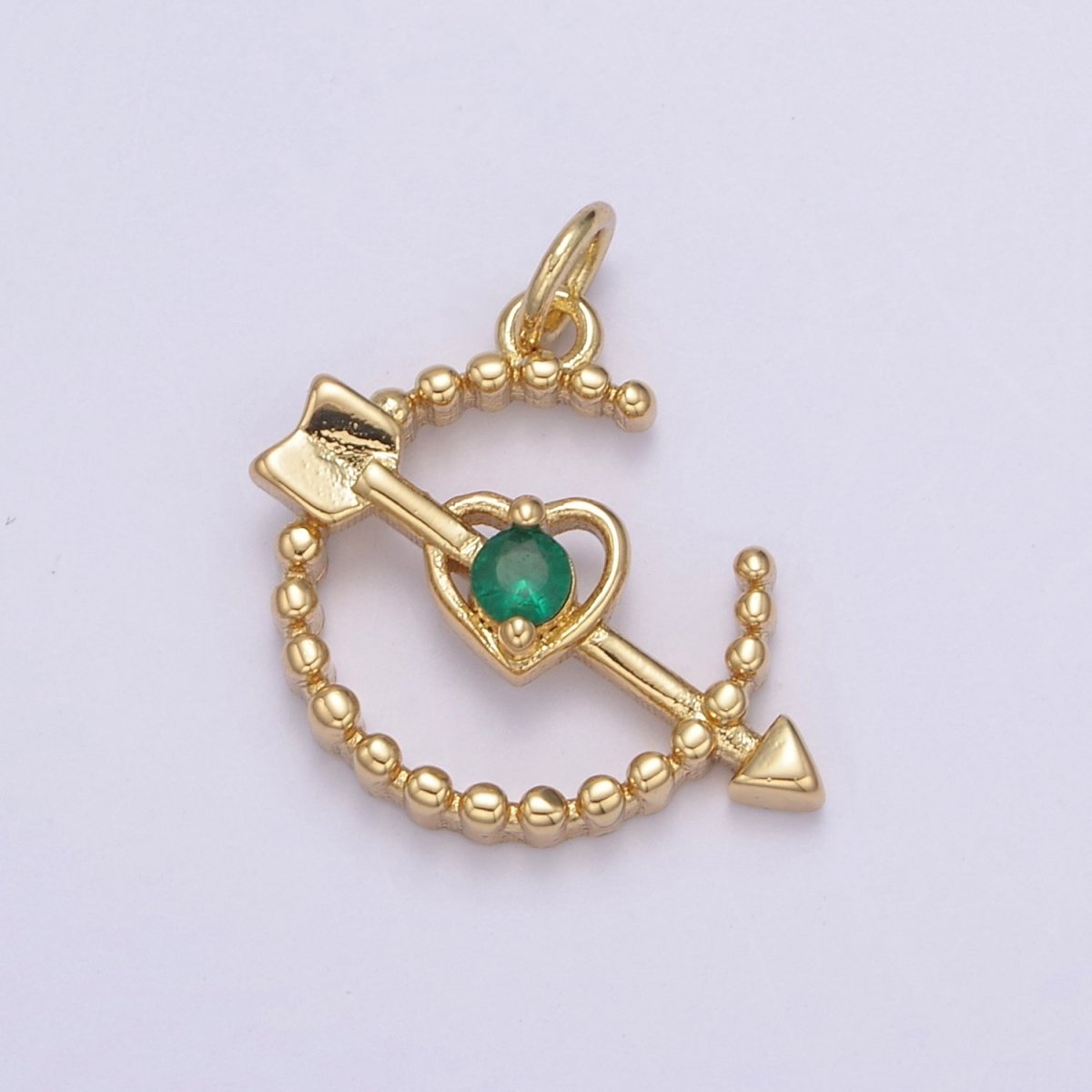 Dainty Beaded Cupid Arrow Heart Charm with Cubic Zirconia Stone For Necklace Bracelet Earring Supply N-901 - N-904 - DLUXCA