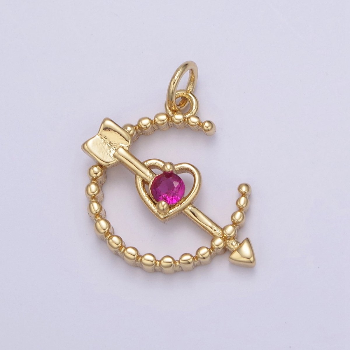 Dainty Beaded Cupid Arrow Heart Charm with Cubic Zirconia Stone For Necklace Bracelet Earring Supply N-901 - N-904 - DLUXCA