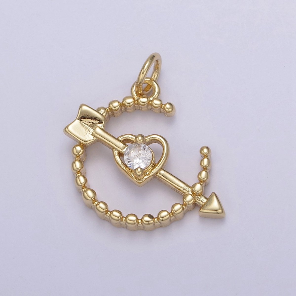 Dainty Beaded Cupid Arrow Heart Charm with Cubic Zirconia Stone For Necklace Bracelet Earring Supply N-901 - N-904 - DLUXCA