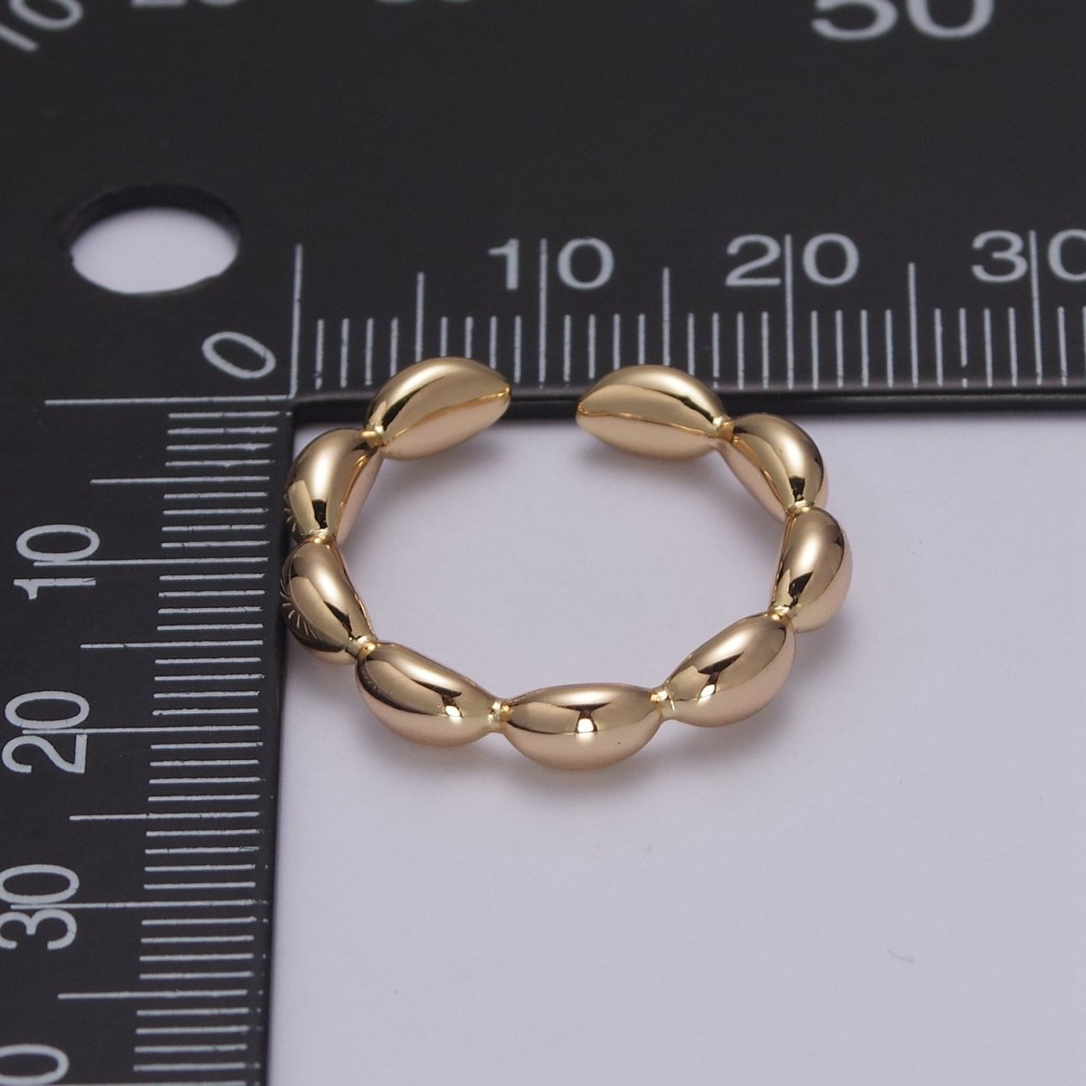 Dainty Beaded Ring 18k Gold Filled Bead Ring Open adjustable Jewelry U-145 - DLUXCA