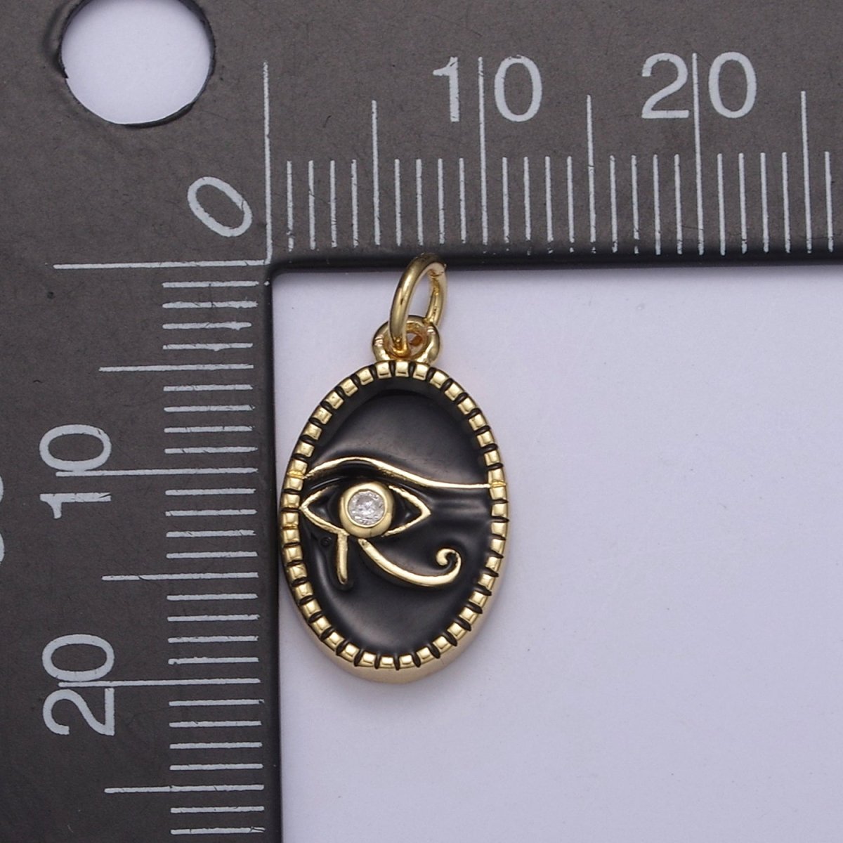 Dainty Black Enamel Eye Of Ra Oval Charm Necklace, White Evil Eye Necklace Pendant Amulet Protection Jewelry Layered Necklace N-673 N-674 - DLUXCA