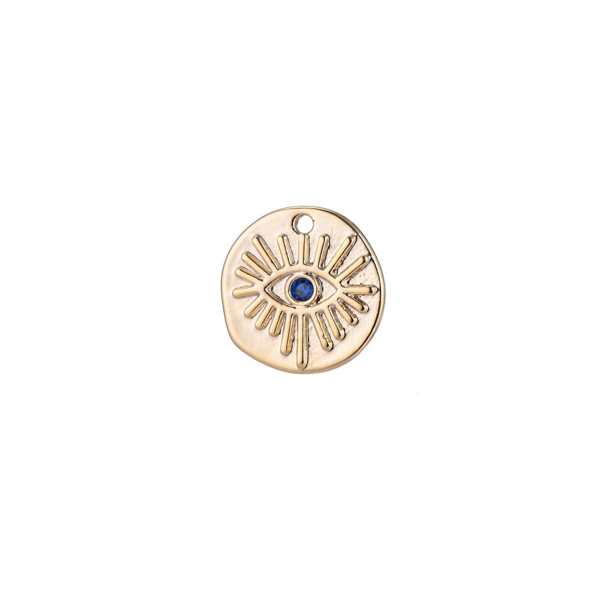 Dainty Blue Evil Eye Charm, Micro Pave CZ Charm, Dainty Pendant Gold Amulet Religious Bracelet Necklace Charm for Jewelry Making E-411 - DLUXCA