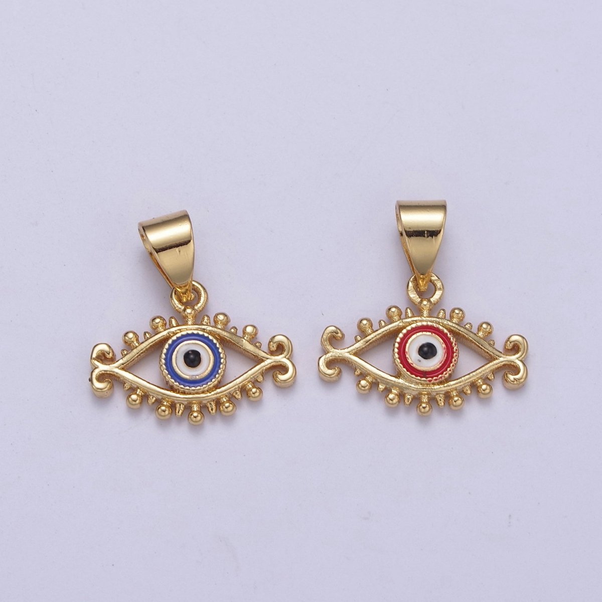 Dainty Blue Evil Eye Pendant Red Enamel Eye Charm H-365 H-366 - DLUXCA