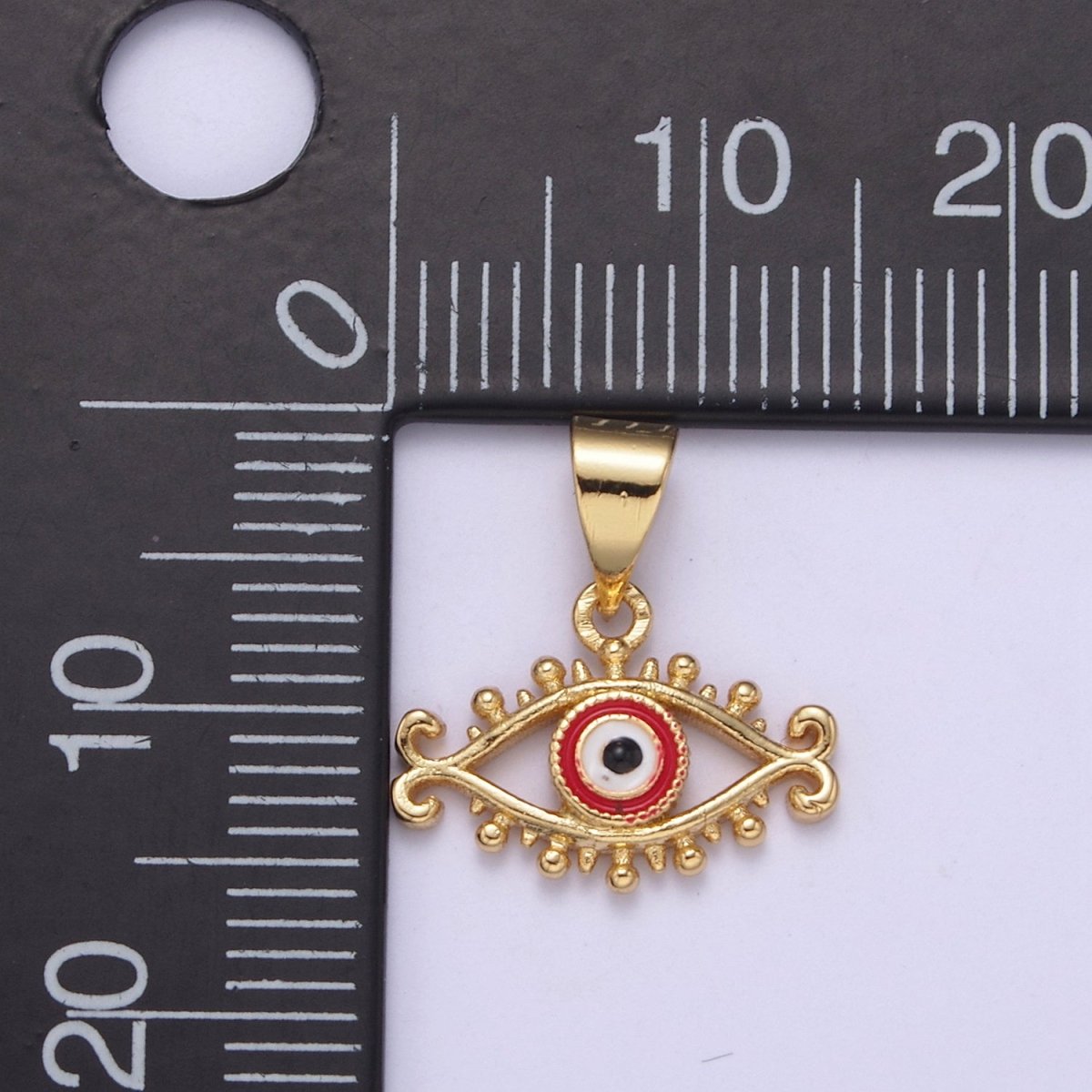 Dainty Blue Evil Eye Pendant Red Enamel Eye Charm H-365 H-366 - DLUXCA