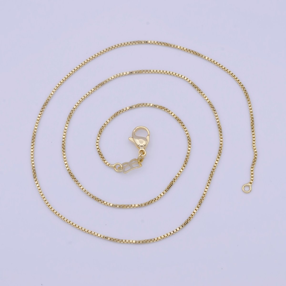 Dainty Box Chain 18" Ready to Wear 14k Gold Filled Box Chain with Lobster Clasp, Simple Everyday Layering Necklace | WA-1115 Clearance Pricing - DLUXCA