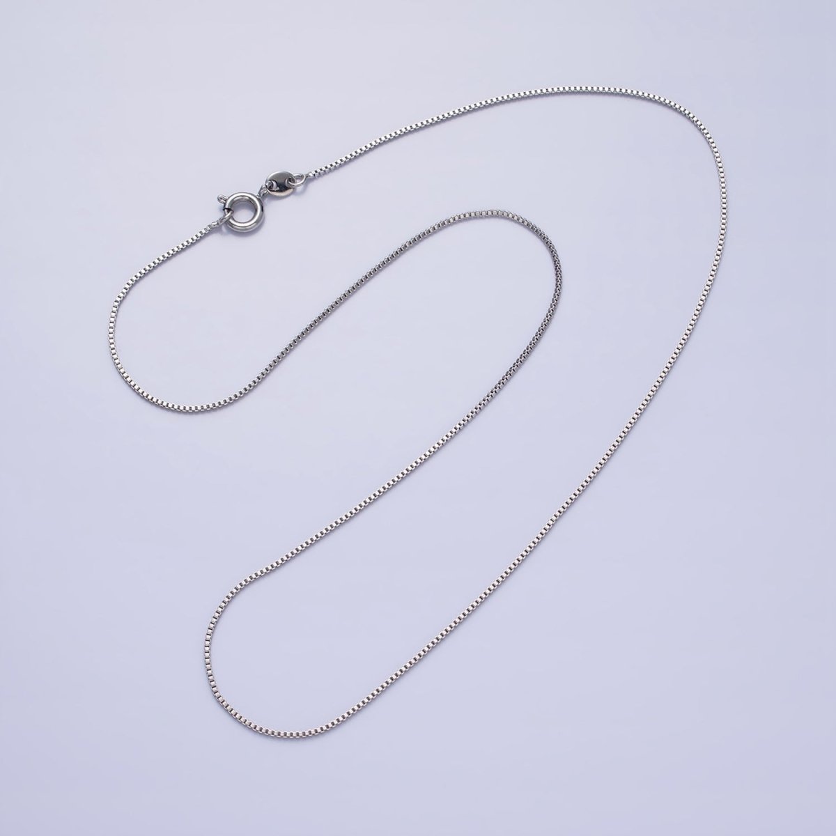 Dainty Box Chain Necklace 19.6 inch Long Ready to Wear Necklace in Silver | WA-1679 Clearance Pricing - DLUXCA