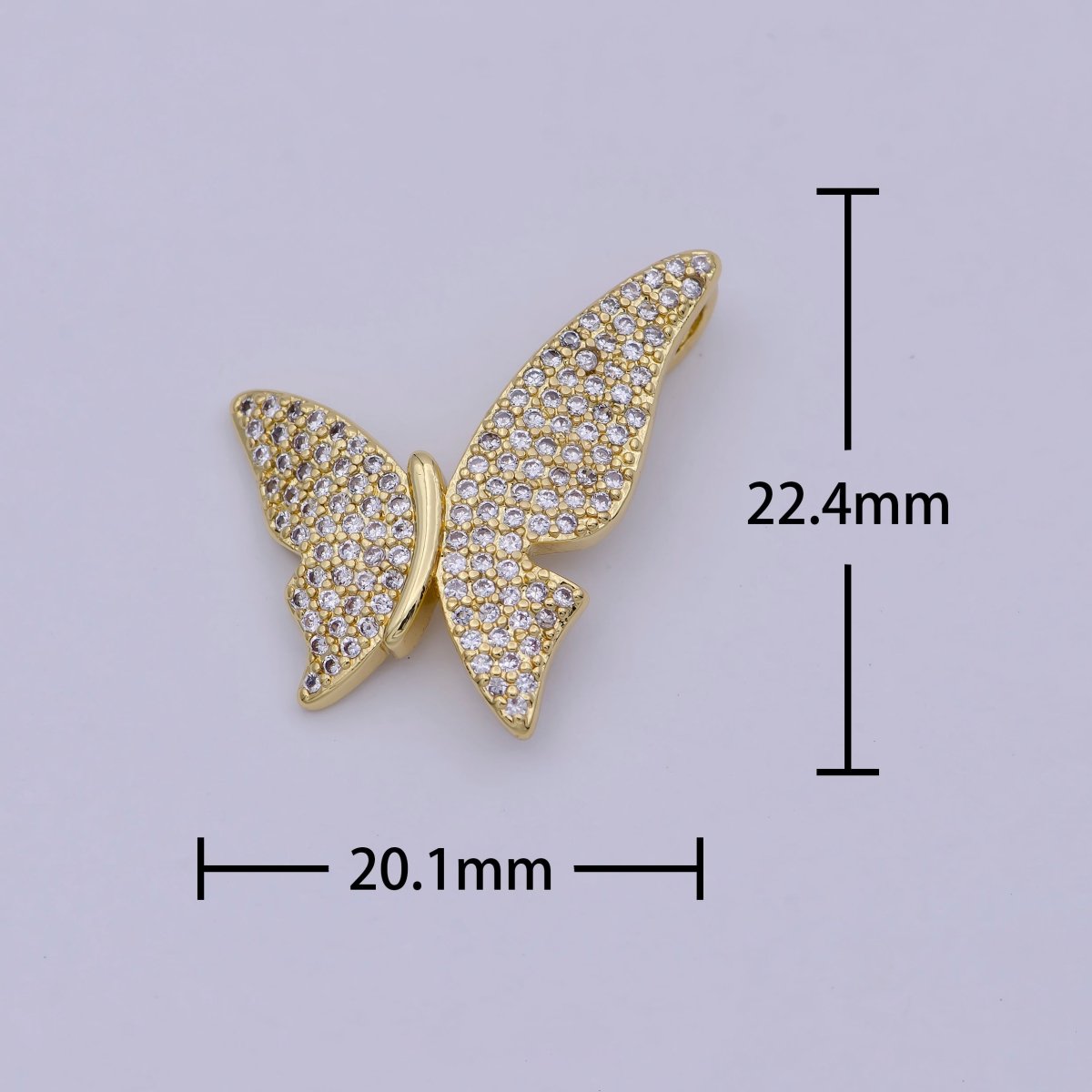 Dainty Butterfly Charm CZ Micro Pave Butterfly Pendant 14k Gold Filled Butterfly Charm Necklace, Mariposa Butterfly Charm E-541 - DLUXCA