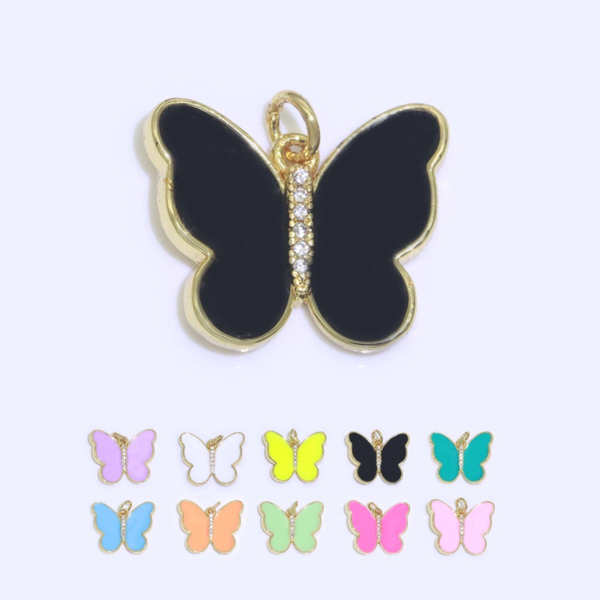 Dainty Butterfly Charm, Mini Gold Filled Monarch Charm for Necklace, Bracelet, Earring Charm Micro Pave Mariposa Jewelry Making M-460 - M-469 - DLUXCA