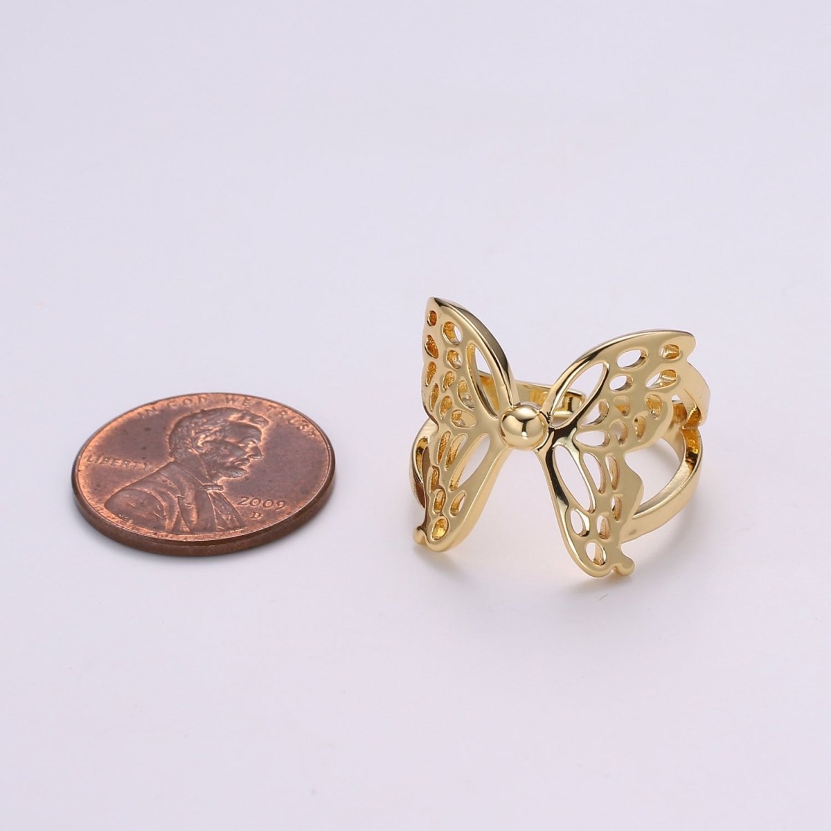 Dainty Butterfly Ring, Adjustable Gold Ring, Simple Mariposa Ring, Animal Lover Ring for Minimalist jewelry Everyday Wear R500 - DLUXCA