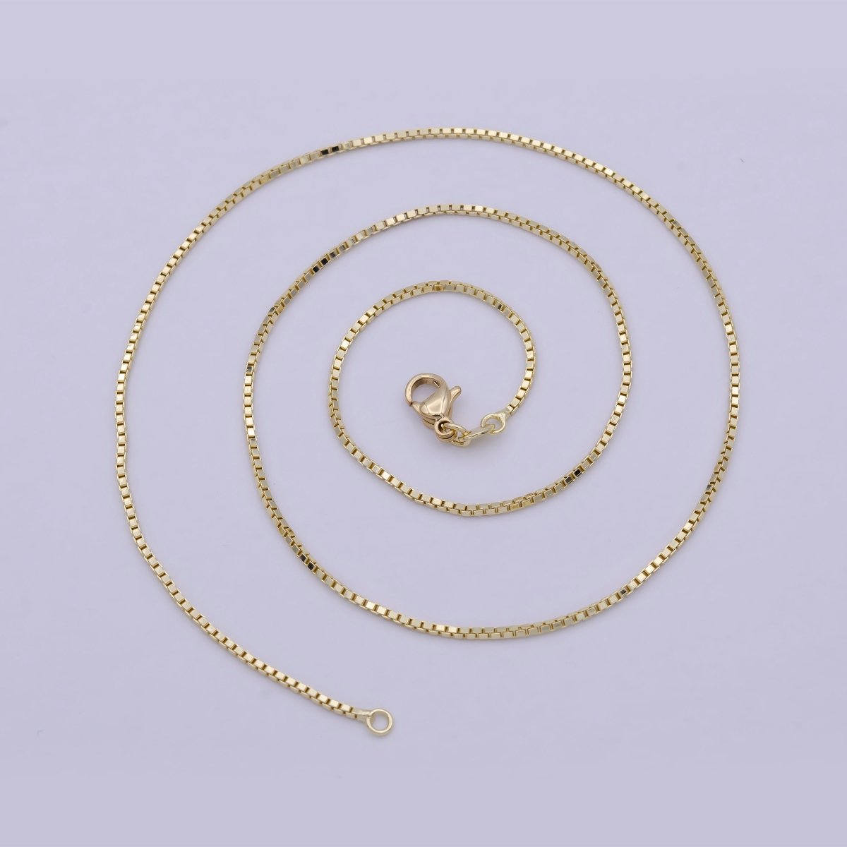 Dainty Chain box necklace 17.7 inch box, Dainty gold Box chain 1.1mm minimalist necklace jewelry supply | WA-825 Clearance Pricing - DLUXCA