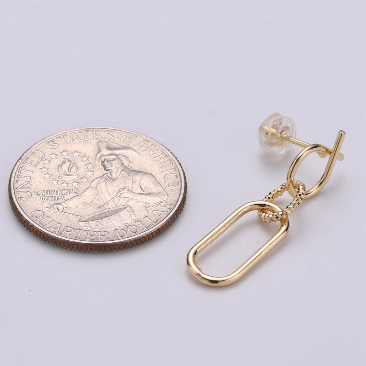 Dainty Chain Link Earrings, Gold Drop Earrings, Gold Dangle Earrings, 14k Gold Filled Earrings, 1 pair Geometric Earring K-841 - DLUXCA