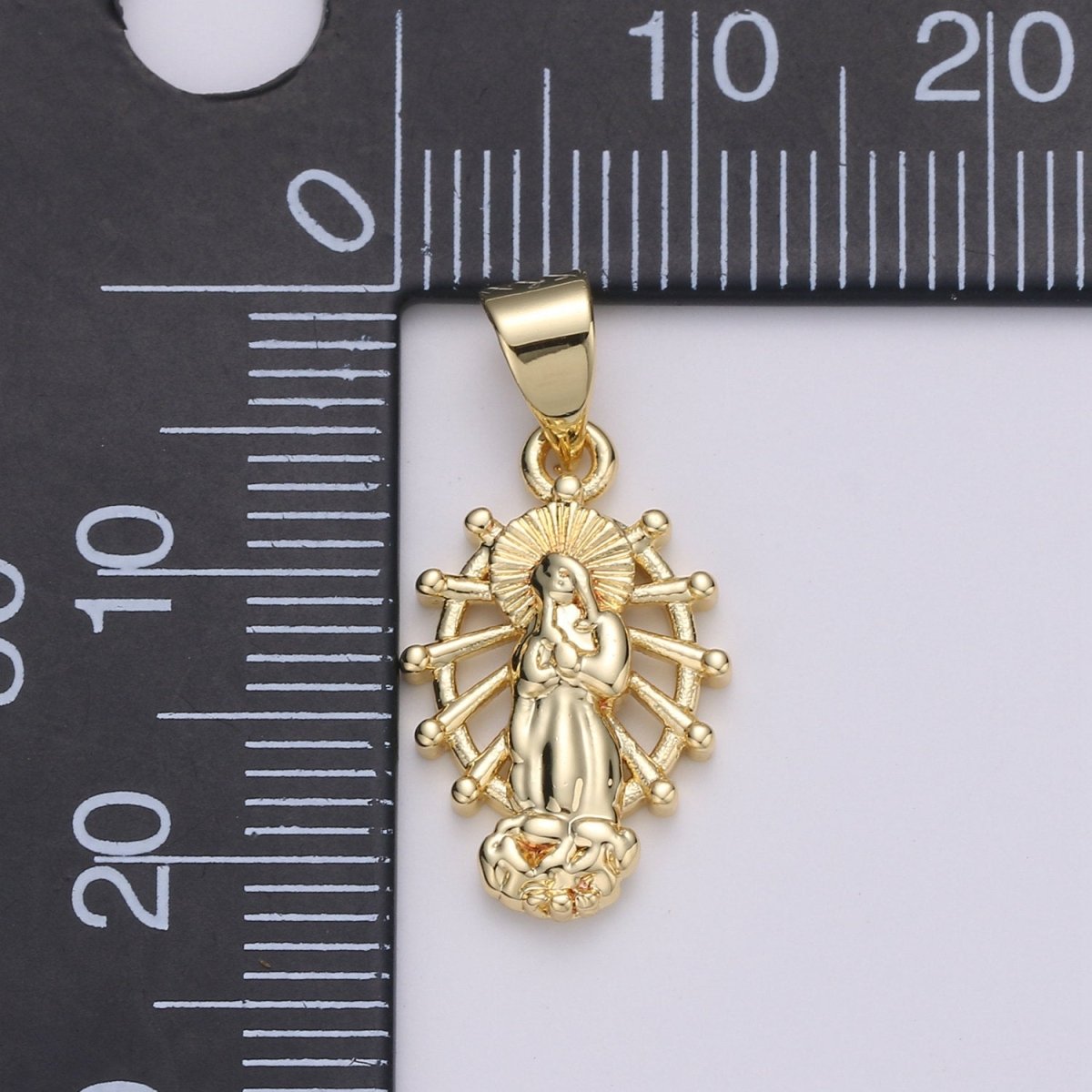 Dainty Charm 24k Gold Filled Virgin Mary Pendant, Lady Guadalupe Oval Charm, Mother of Jesus Medallion Pendant Necklace I-914 - DLUXCA