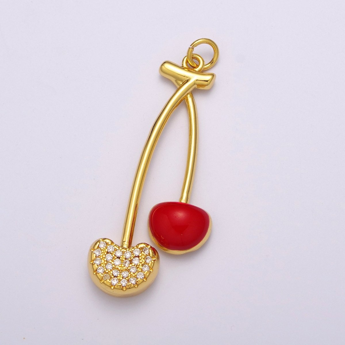 Dainty Cherry Charm Dangle Fruit Charm for Necklace Earring Component Supply M-755 - DLUXCA