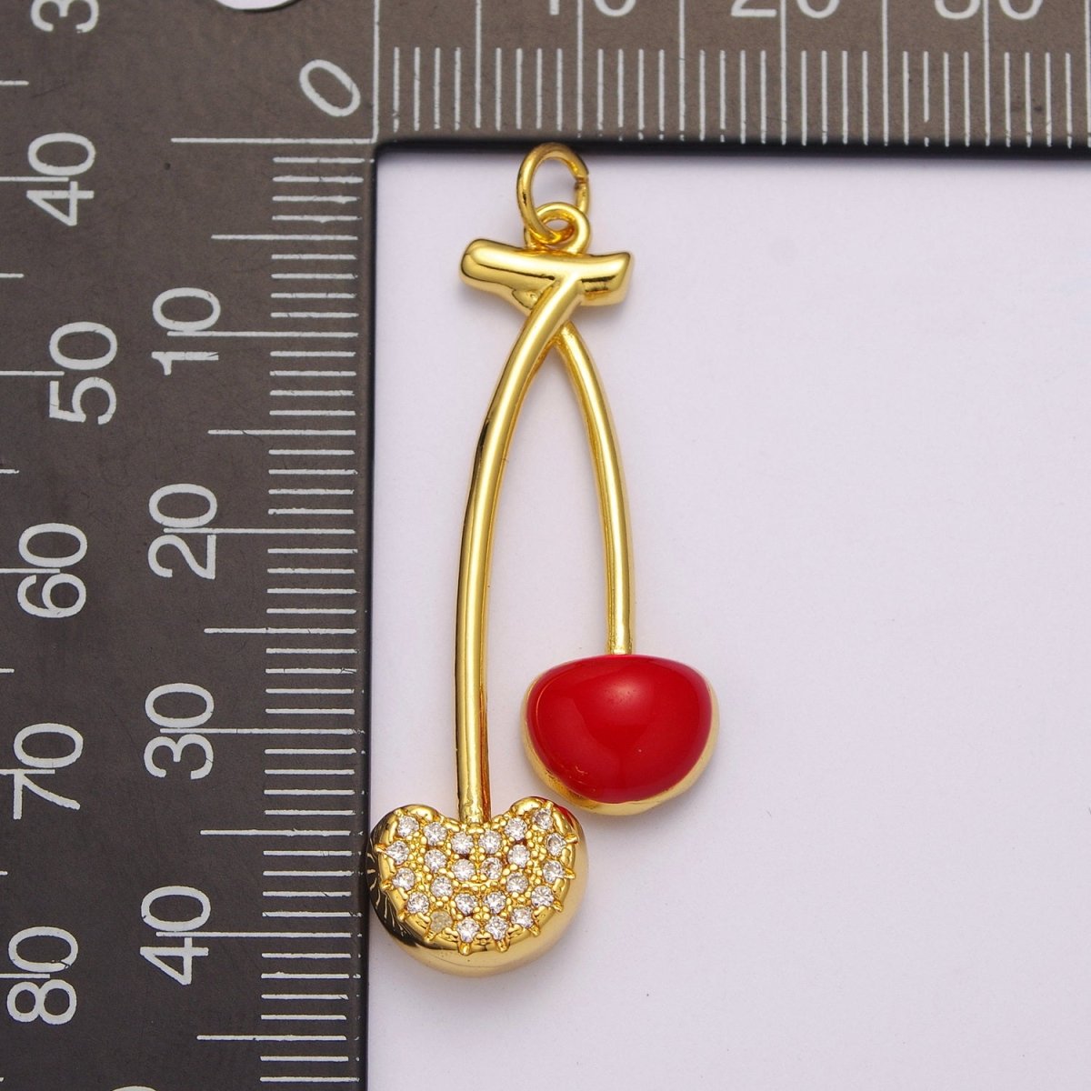 Dainty Cherry Charm Dangle Fruit Charm for Necklace Earring Component Supply M-755 - DLUXCA