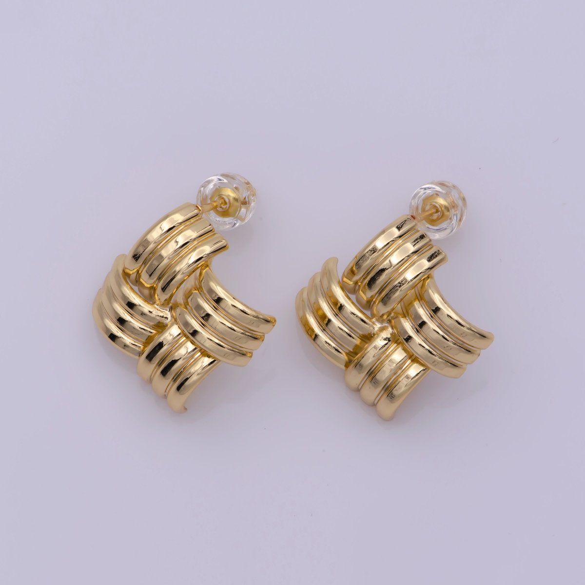Dainty Classic Woven Knot Post Stud Earring 18k Gold Filled Earring T-238 - DLUXCA