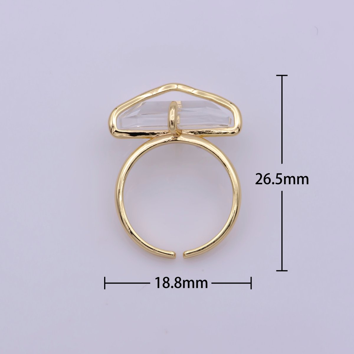 Dainty Clear Crystal Gold Ring Open Adjustable Wrapped Wire Design Ring U-016 - DLUXCA