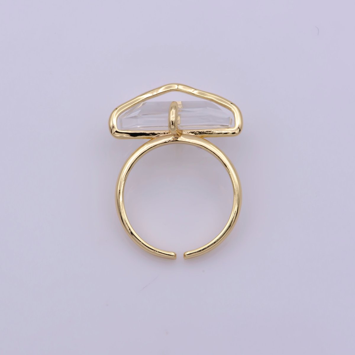 Dainty Clear Crystal Gold Ring Open Adjustable Wrapped Wire Design Ring U-016 - DLUXCA