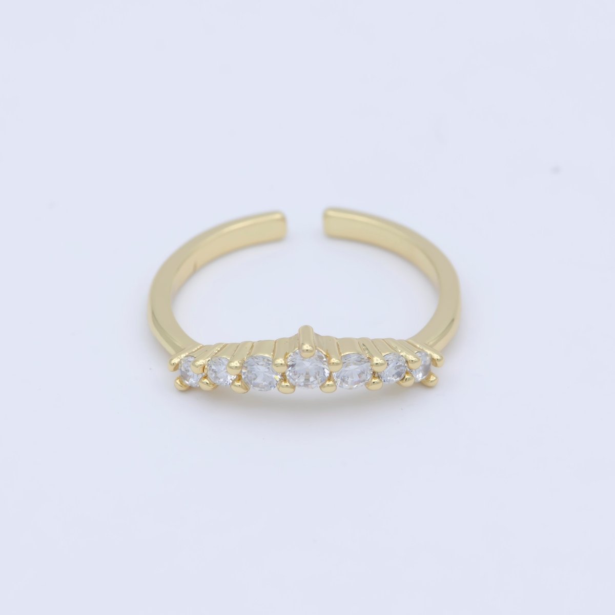 Dainty Clear Cz Stone Stackable Open Adjustable Ring in 18k Gold Filled Minimalist jewelry O-488 - DLUXCA