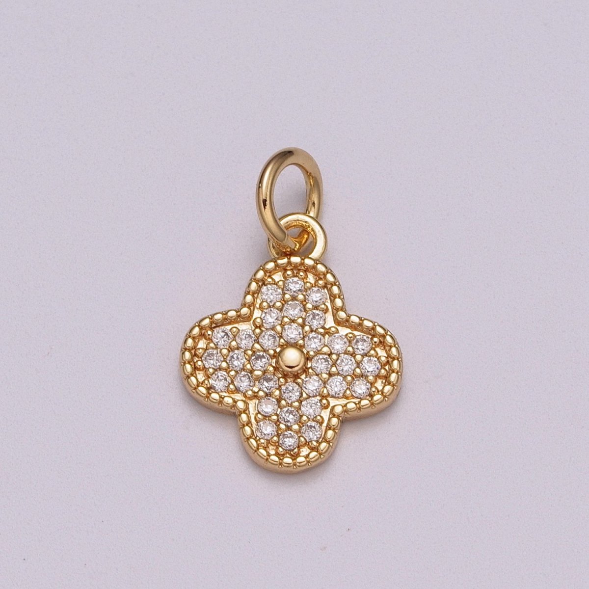 Dainty Clover Pendant Lucky Jewelry Component Add on Charm Micro Pave Shamrock Charm for Necklace Earring Bracelet Supply M-770 - DLUXCA