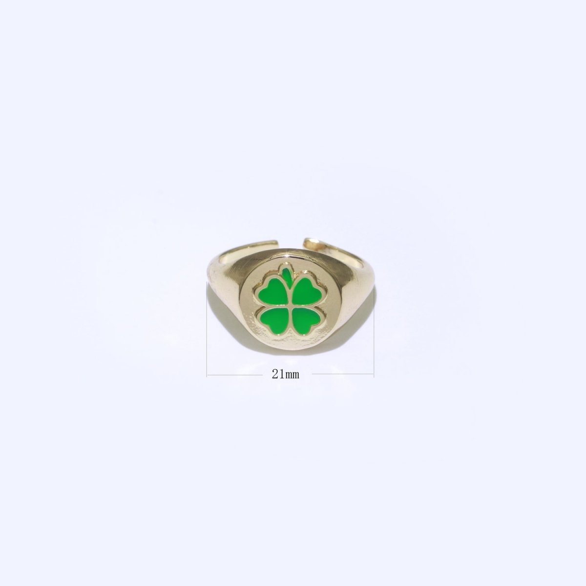 Dainty Clover Ring 18K Gold Filled Signet Ring Open Adjustable Ring Lucky Enamel Simple Stacking Jewelry O-439 O-440 - DLUXCA