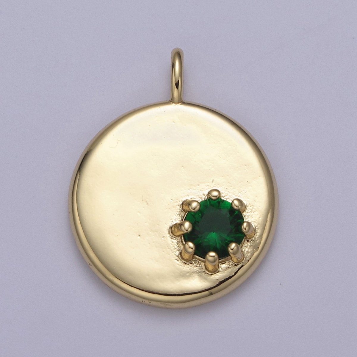 Dainty Coin Charm With Color Cz Stone for Necklace Bracelet Supply H-531 H-537 H-538 H-540 - DLUXCA