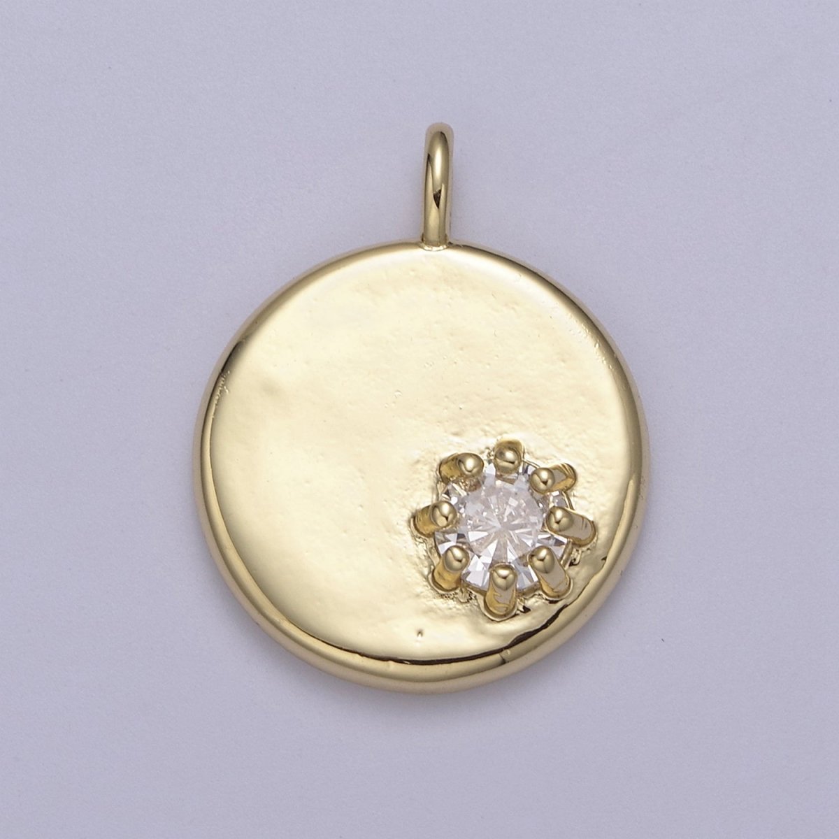 Dainty Coin Charm With Color Cz Stone for Necklace Bracelet Supply H-531 H-537 H-538 H-540 - DLUXCA