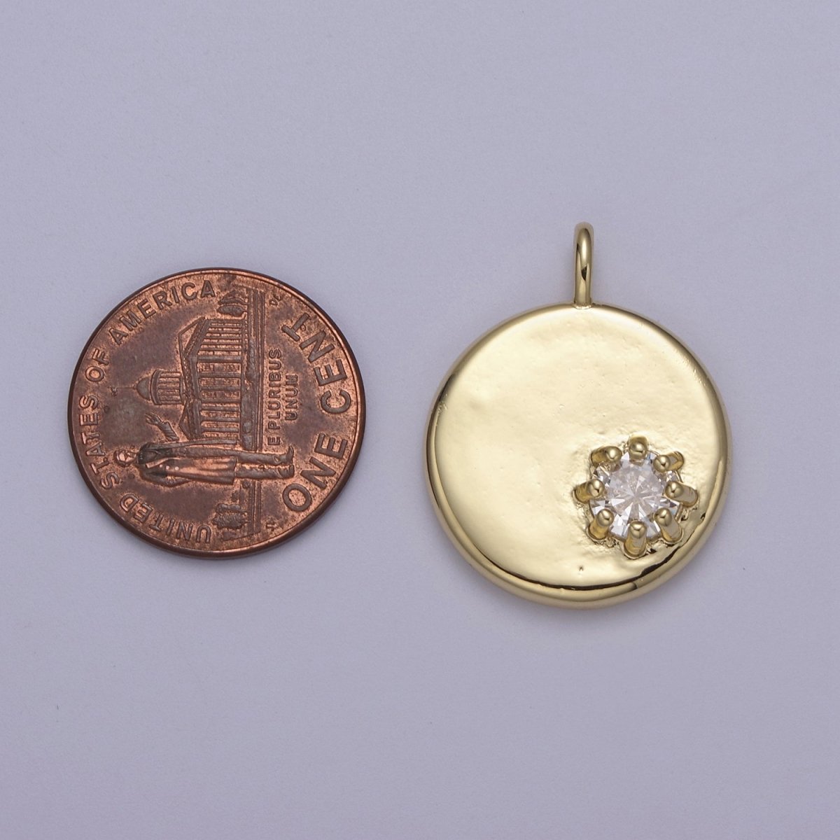 Dainty Coin Charm With Color Cz Stone for Necklace Bracelet Supply H-531 H-537 H-538 H-540 - DLUXCA