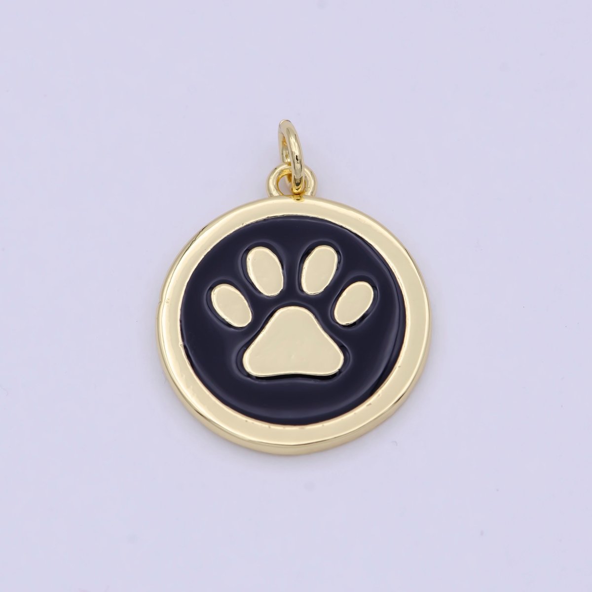 Dainty Coin Charm with Paw Print Animal Dog Puppy Charm for Pet Jewelry Collar Supply W-157 - DLUXCA