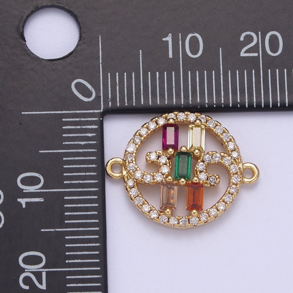 Dainty Colorful Baguette Cz Charm Connector for Bracelet Supply F-210 - DLUXCA