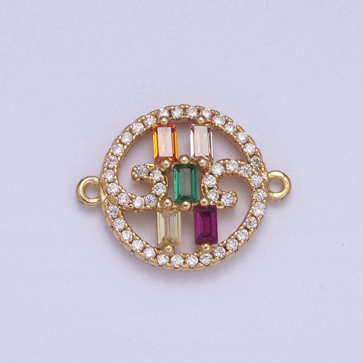 Dainty Colorful Baguette Cz Charm Connector for Bracelet Supply F-210 - DLUXCA