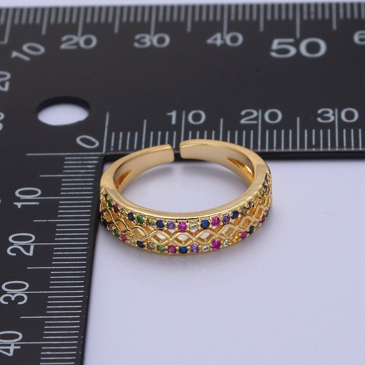 Dainty Colorful Cz Stone Rhombus Vintage Style Ring O-2136 - DLUXCA