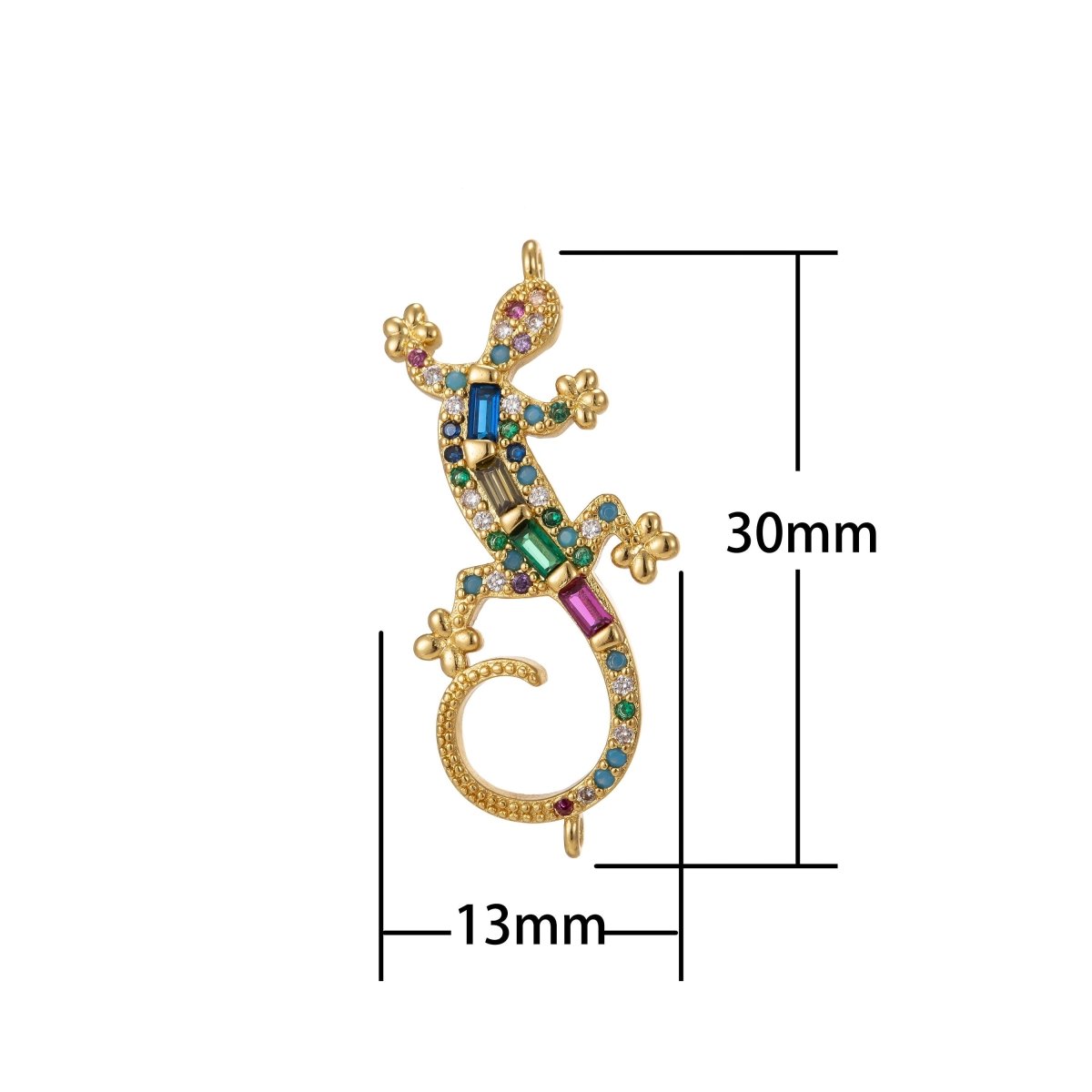 Dainty Colorful Micro Pave Gecko Charm, Cubic Lizard Charm Gold Filled Reptile Charm Animal Charm for Necklace, Earring Component F-314 - DLUXCA