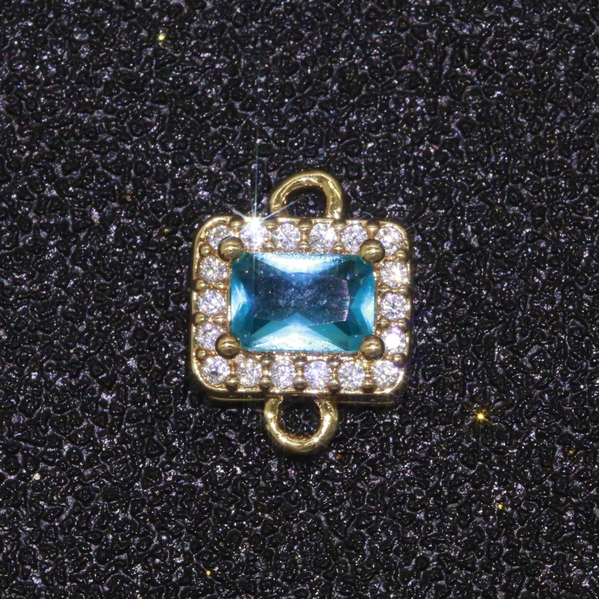 Dainty Colorful Rectangle Cz Charm connector for earring necklace supply F-856~F-869 - DLUXCA