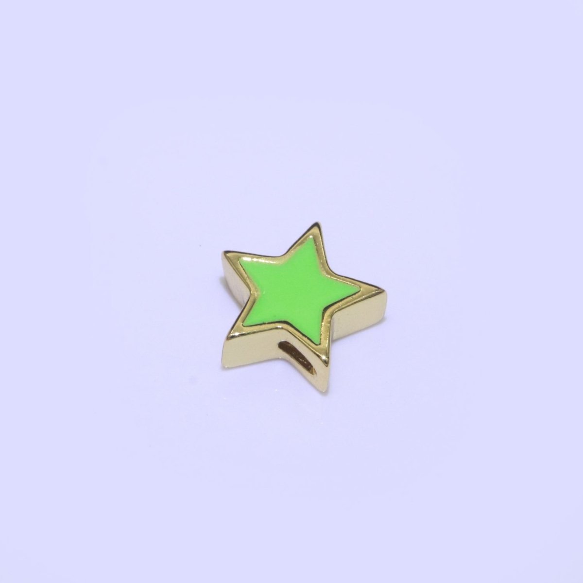 Dainty Colorful Star Spacer Beads, Green Black Pink Yellow Purple Teal Star beads for Necklace Bracelet Component 10mm Gold Beads B-593 to B602 - DLUXCA