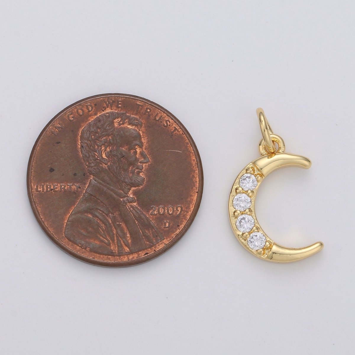 Dainty Crescent Moon Charm Pendant- Micro Pave Silver, Gold Filled Half moon charm pendant, Crescent Moon Pendant Celestial Jewelry D-182 D-183 - DLUXCA