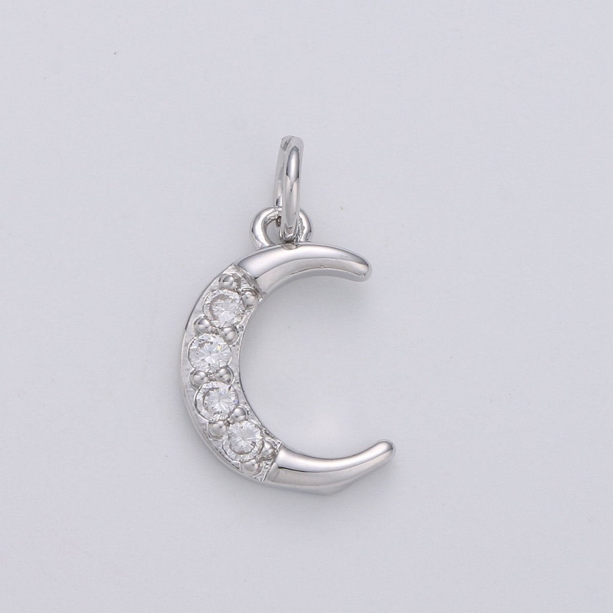 Dainty Crescent Moon Charm Pendant- Micro Pave Silver, Gold Filled Half moon charm pendant, Crescent Moon Pendant Celestial Jewelry D-182 D-183 - DLUXCA