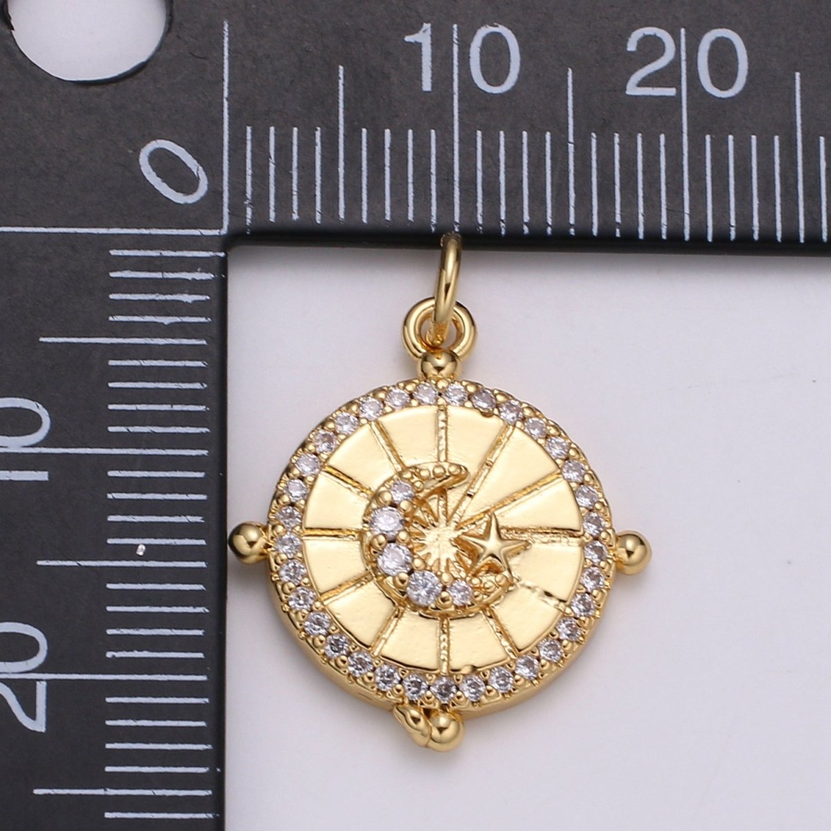 Dainty Crescent Moon Pendant Gold Filled Celstial Star Charm Minimalist Crystal Coin Medallion Pendant for Necklace Earring Supply E-165 - DLUXCA