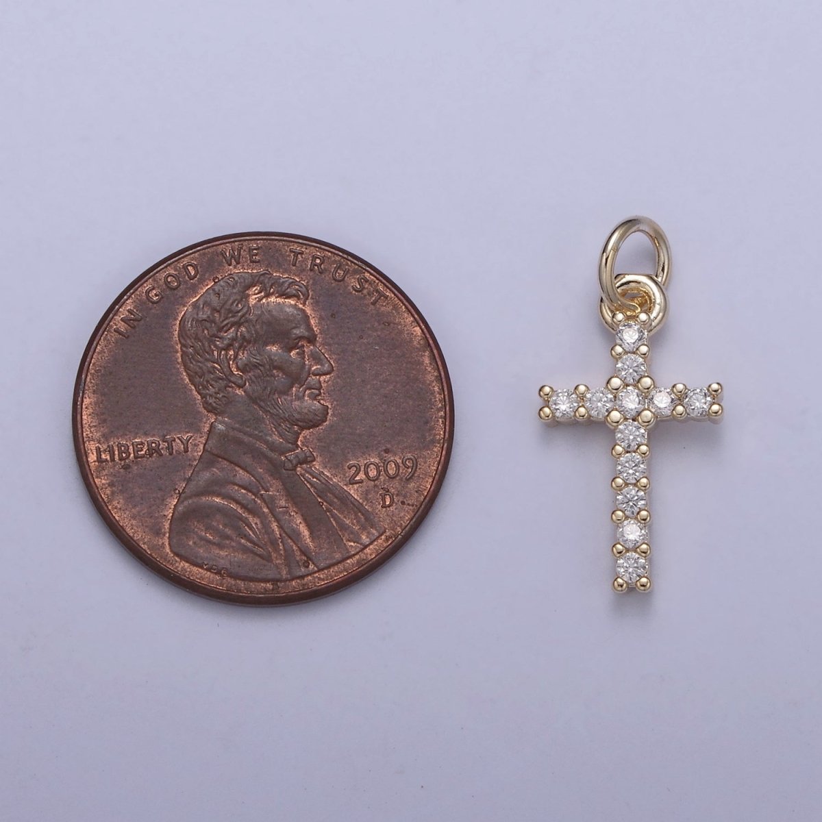 Dainty Cross Charms, Micro Pave Mini Cross, Religious Jewelry,14K Gold Filled Cross Charm Add on Pendant N-409 - DLUXCA