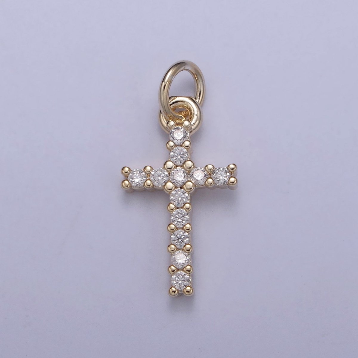 Dainty Cross Charms, Micro Pave Mini Cross, Religious Jewelry,14K Gold Filled Cross Charm Add on Pendant N-409 - DLUXCA