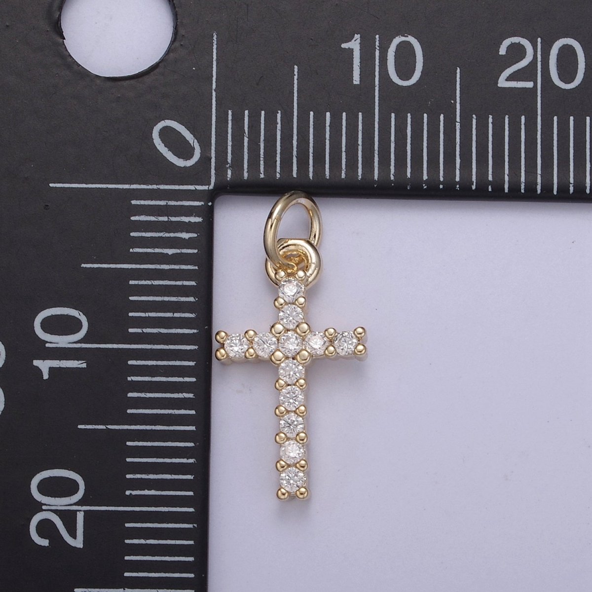 Dainty Cross Charms, Micro Pave Mini Cross, Religious Jewelry,14K Gold Filled Cross Charm Add on Pendant N-409 - DLUXCA